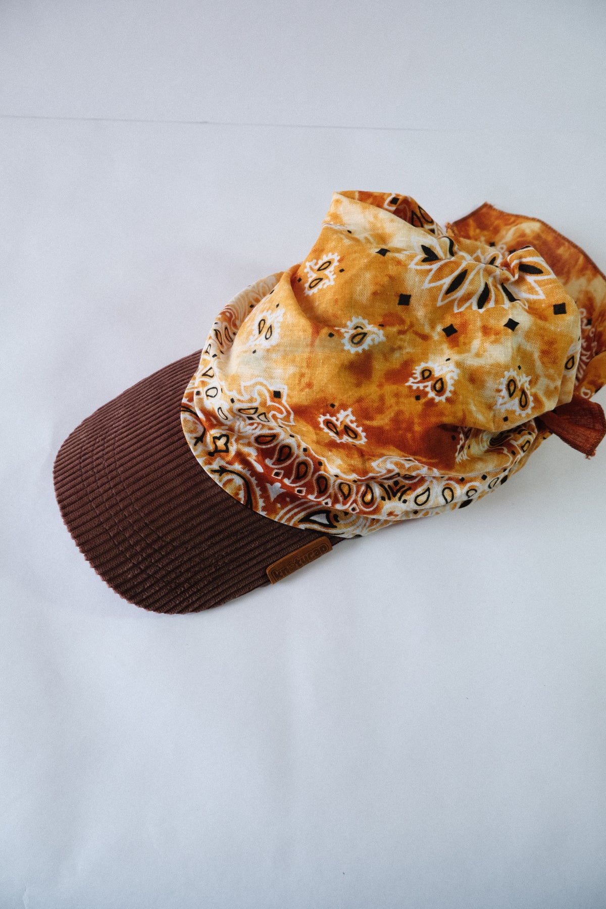 Ashen- Beige Corduroy Brim Bandana Cap | Cocoa Mud Kapri
