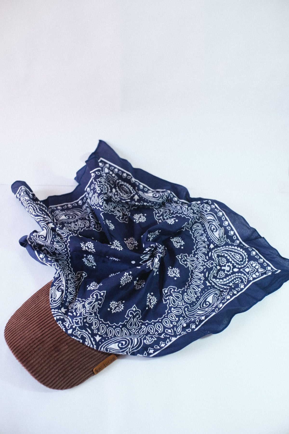 Ashen- Beige Corduroy Brim Bandana Cap | Cocoa Mud Kapri